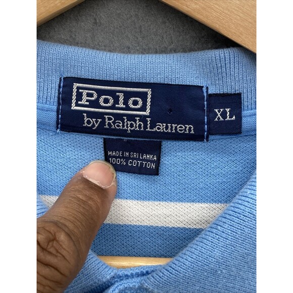 Polo By Ralph Lauren Mens Shirt Size XL Blue White Stripe Rugby Preppy College - Picture 3 of 11